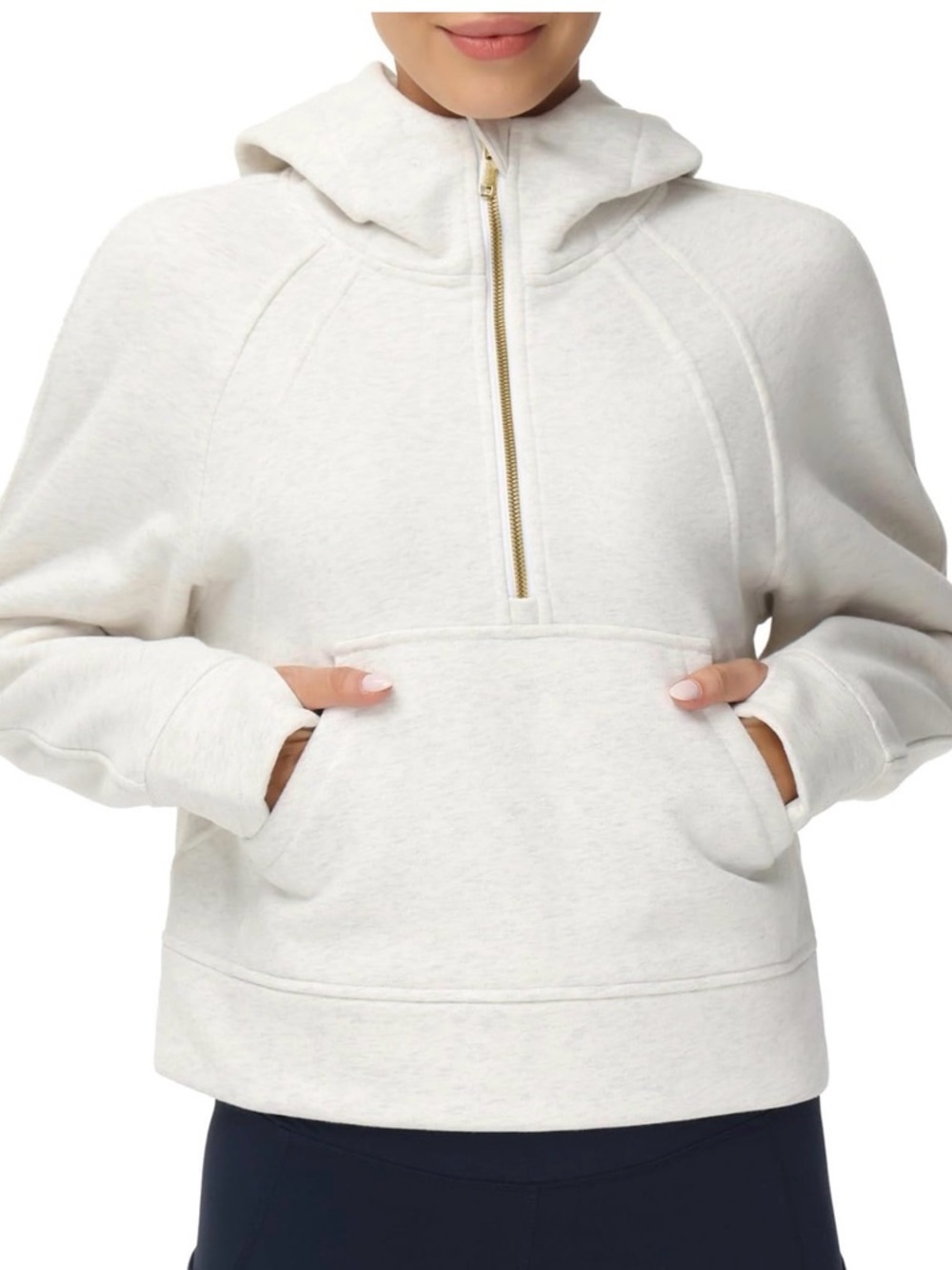Womens half zip hoodie fleece crop pullover sweatshirt